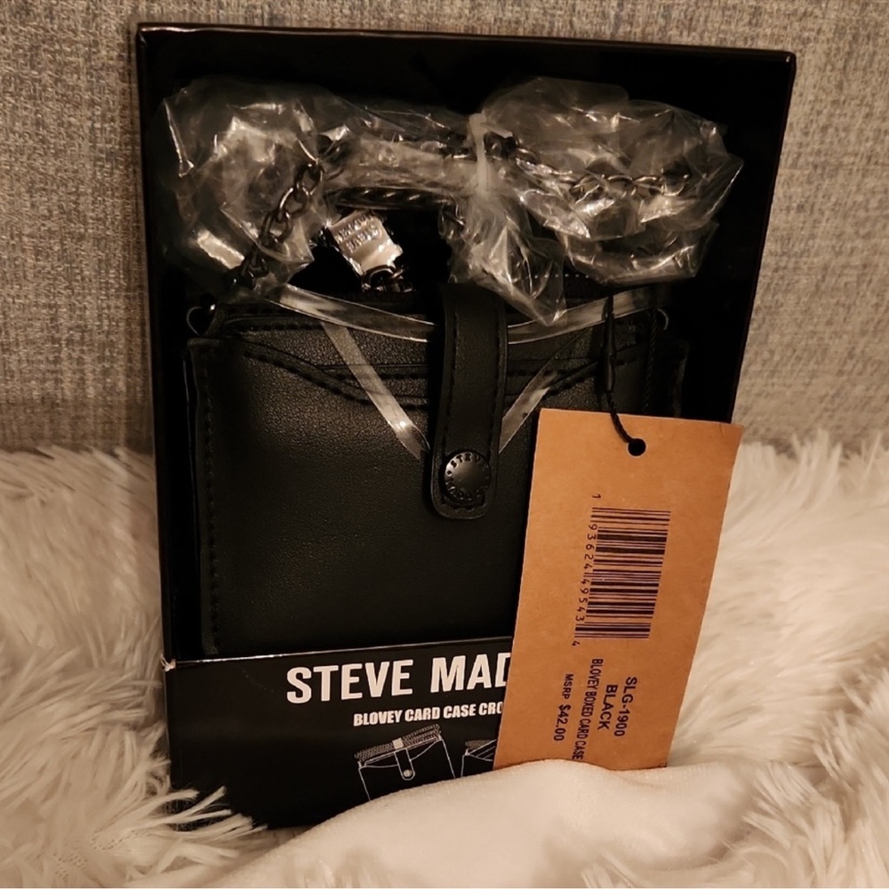 Steve Madden Black Leather Card Holder